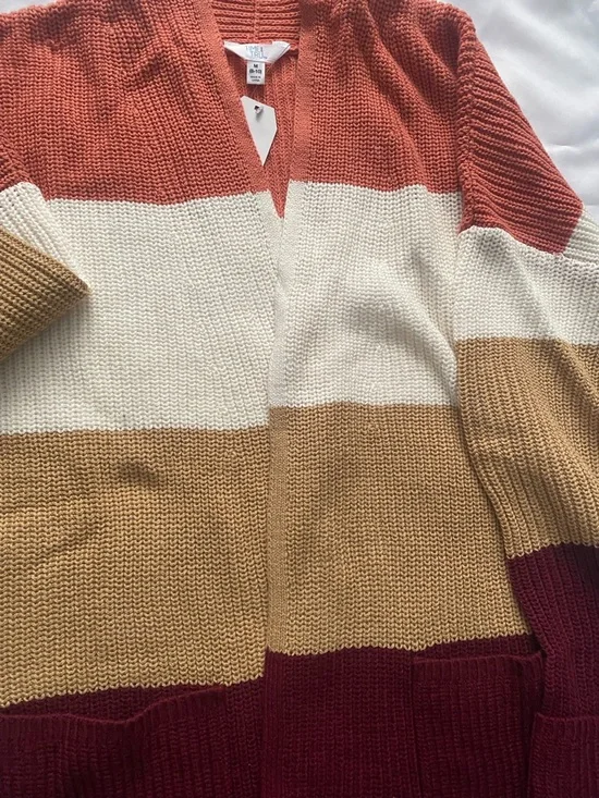 Time and Tru Striped Open Cardigan Size Medium NWT - Picture 4 of 5